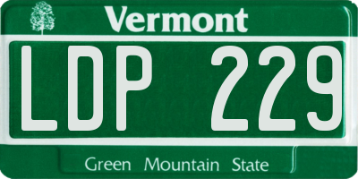 VT license plate LDP229