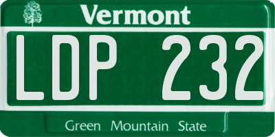 VT license plate LDP232