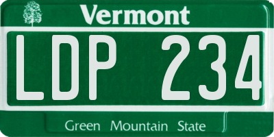 VT license plate LDP234