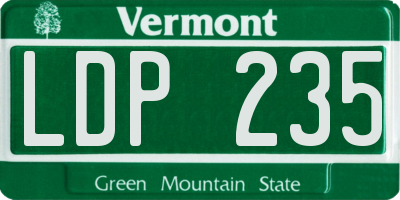 VT license plate LDP235