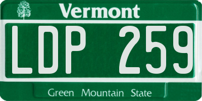 VT license plate LDP259
