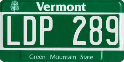 VT license plate LDP289