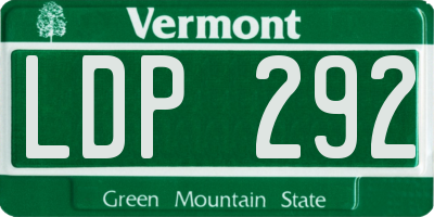 VT license plate LDP292