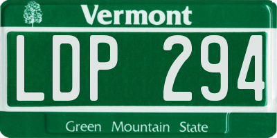 VT license plate LDP294