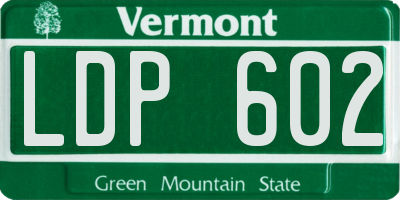 VT license plate LDP602