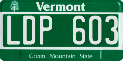 VT license plate LDP603