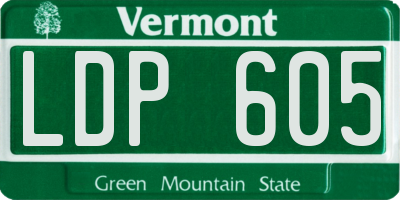 VT license plate LDP605