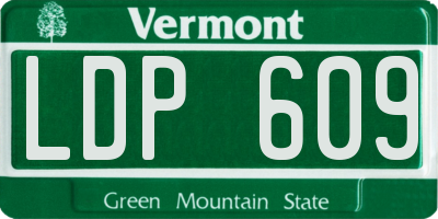 VT license plate LDP609