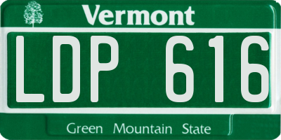 VT license plate LDP616