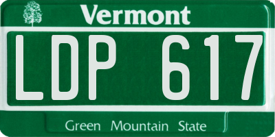 VT license plate LDP617