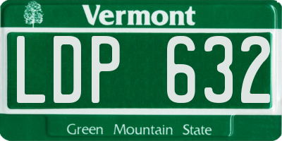 VT license plate LDP632