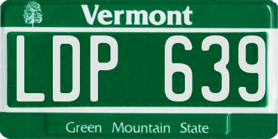 VT license plate LDP639