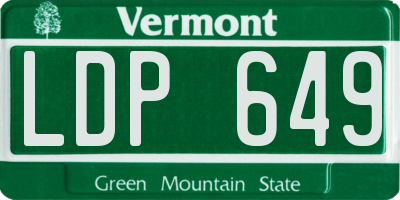 VT license plate LDP649