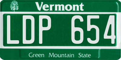 VT license plate LDP654