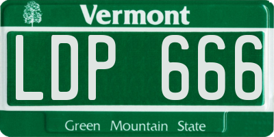 VT license plate LDP666