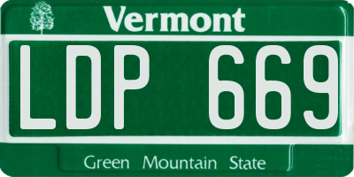 VT license plate LDP669