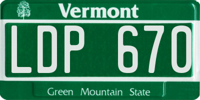 VT license plate LDP670