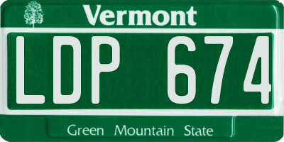 VT license plate LDP674