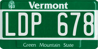 VT license plate LDP678
