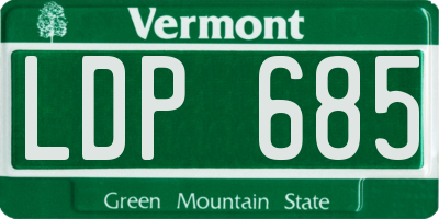 VT license plate LDP685
