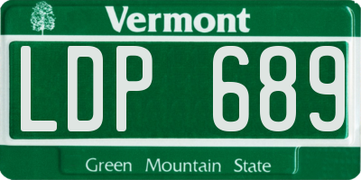 VT license plate LDP689