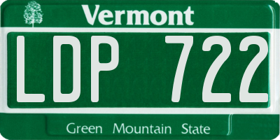 VT license plate LDP722