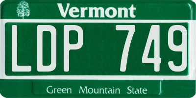 VT license plate LDP749