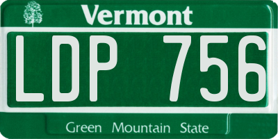 VT license plate LDP756