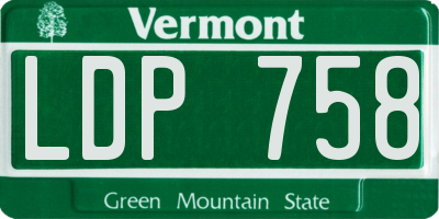 VT license plate LDP758
