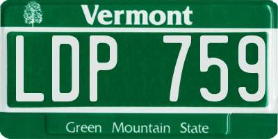 VT license plate LDP759