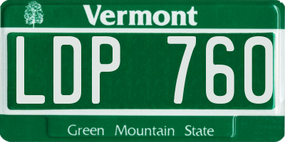 VT license plate LDP760
