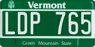 VT license plate LDP765