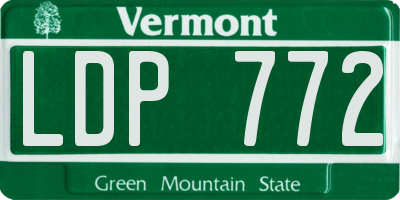 VT license plate LDP772