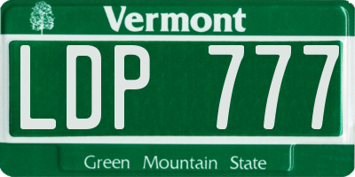 VT license plate LDP777