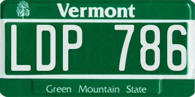VT license plate LDP786