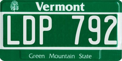 VT license plate LDP792