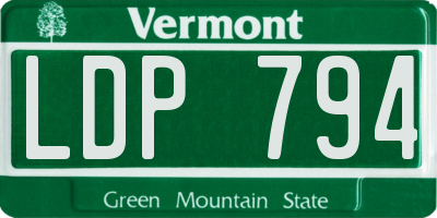 VT license plate LDP794