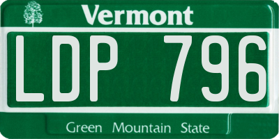 VT license plate LDP796