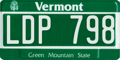 VT license plate LDP798