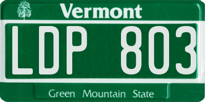 VT license plate LDP803