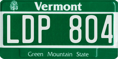 VT license plate LDP804