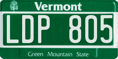 VT license plate LDP805