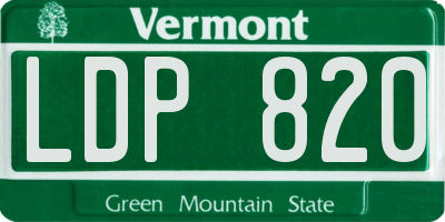 VT license plate LDP820