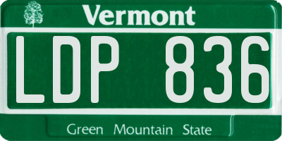 VT license plate LDP836