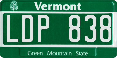 VT license plate LDP838