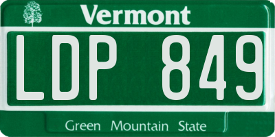 VT license plate LDP849