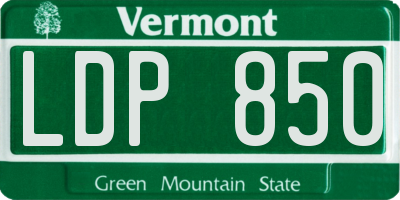 VT license plate LDP850