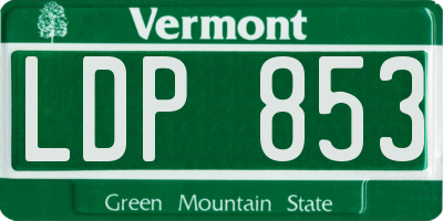 VT license plate LDP853
