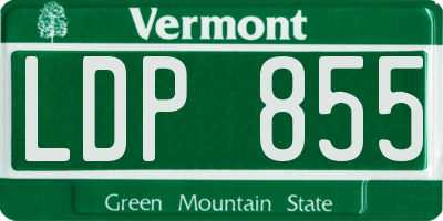 VT license plate LDP855