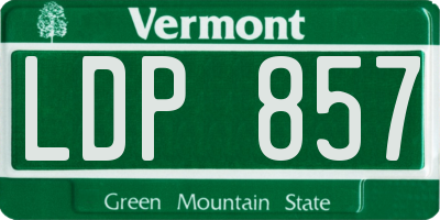 VT license plate LDP857